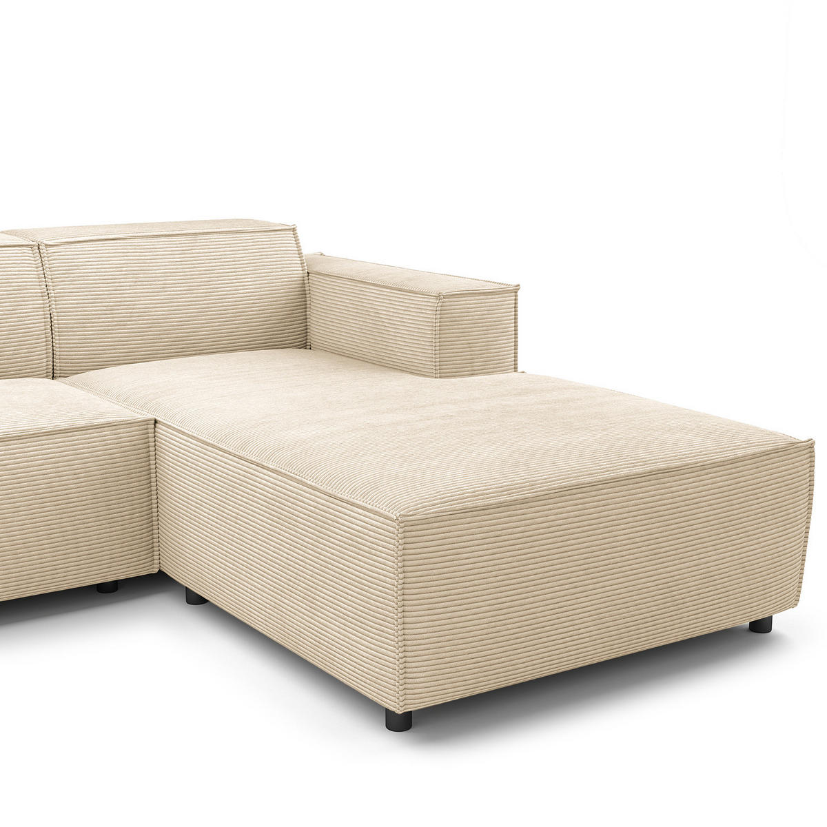 WOHNLANDSCHAFT mit Longchair & Ottomane - Beige/Schwarz, Kunststoff/Textil (369/70/234cm) - home24