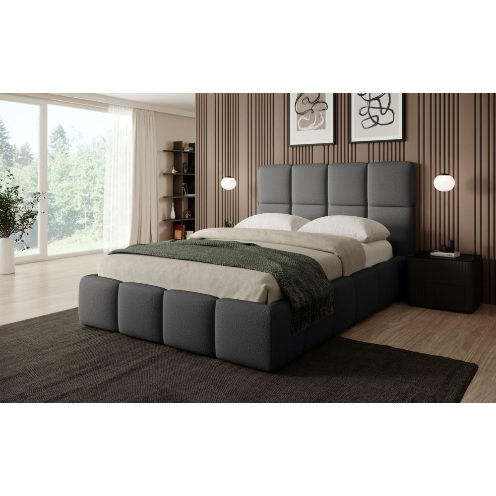 POLSTERBETT Nostro mit Bettkasten 160x200 cm dunkelgrau - Dunkelgrau/Schwarz, Textil (160/200cm) - Beautysofa
