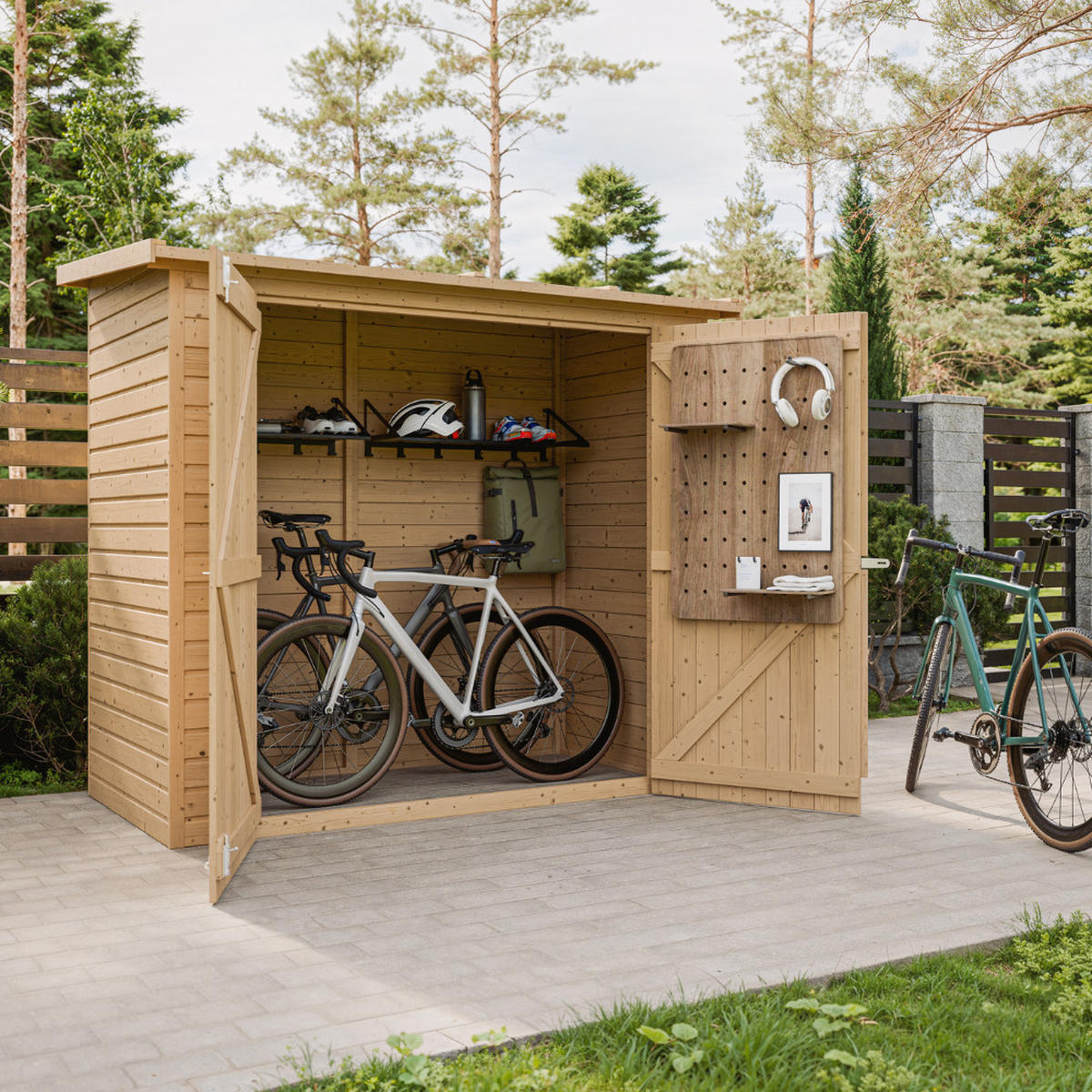 GARTENHAUS HOLZ H194x123x223 cm/2.1 m² - M348 - Beige, Holz (223/194/101cm) - Timbela