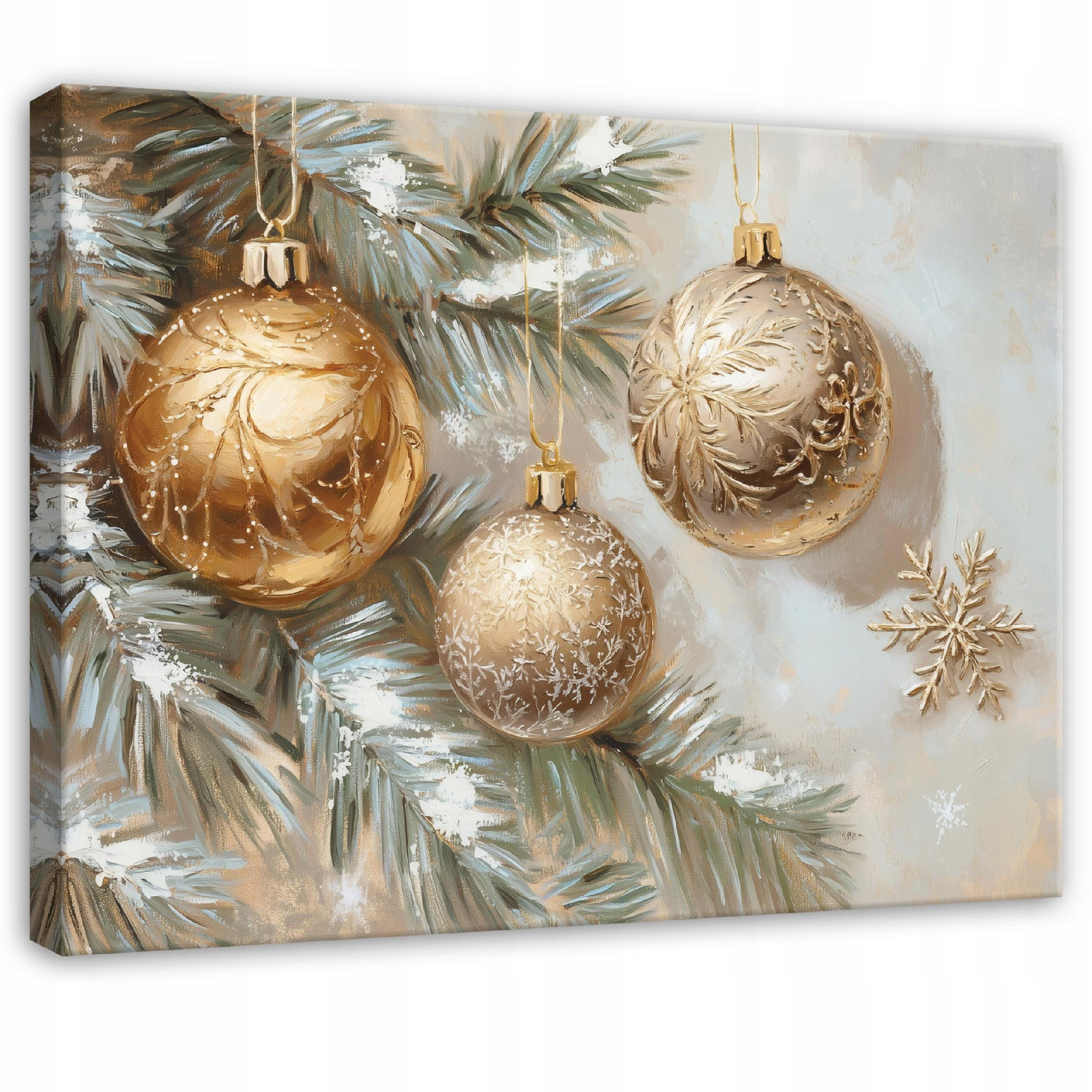 LEINWANDBILD Weihnachtsbaum Weihnachtskugeln Beige 120x80 cm - Multicolor, Holzwerkstoff (120/80cm) - Wallarena