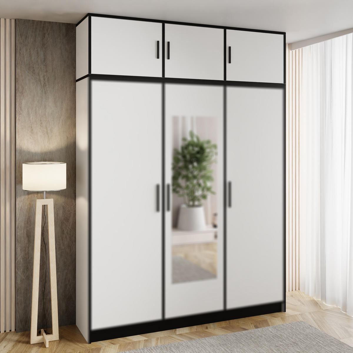 DREHTÜRENSCHRANK ROJ MIT AUFSATZ 3D weiß - Weiß, Holzwerkstoff (157/247/39cm) - Kier Furniture