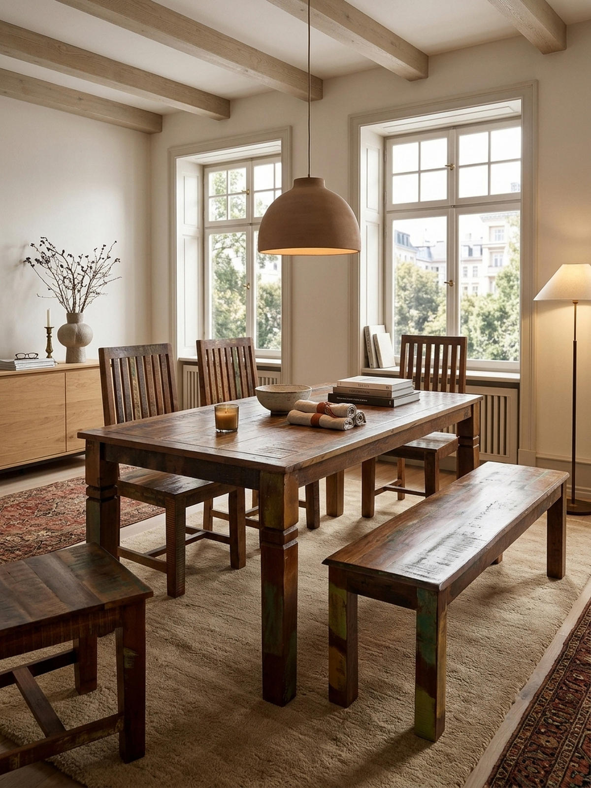 ESSTISCH Mango Massivholz Klarlack Shabby Design, Braun 120x70x76 cm - Braun, Holz (70/120/76cm) - KADIMA DESIGN