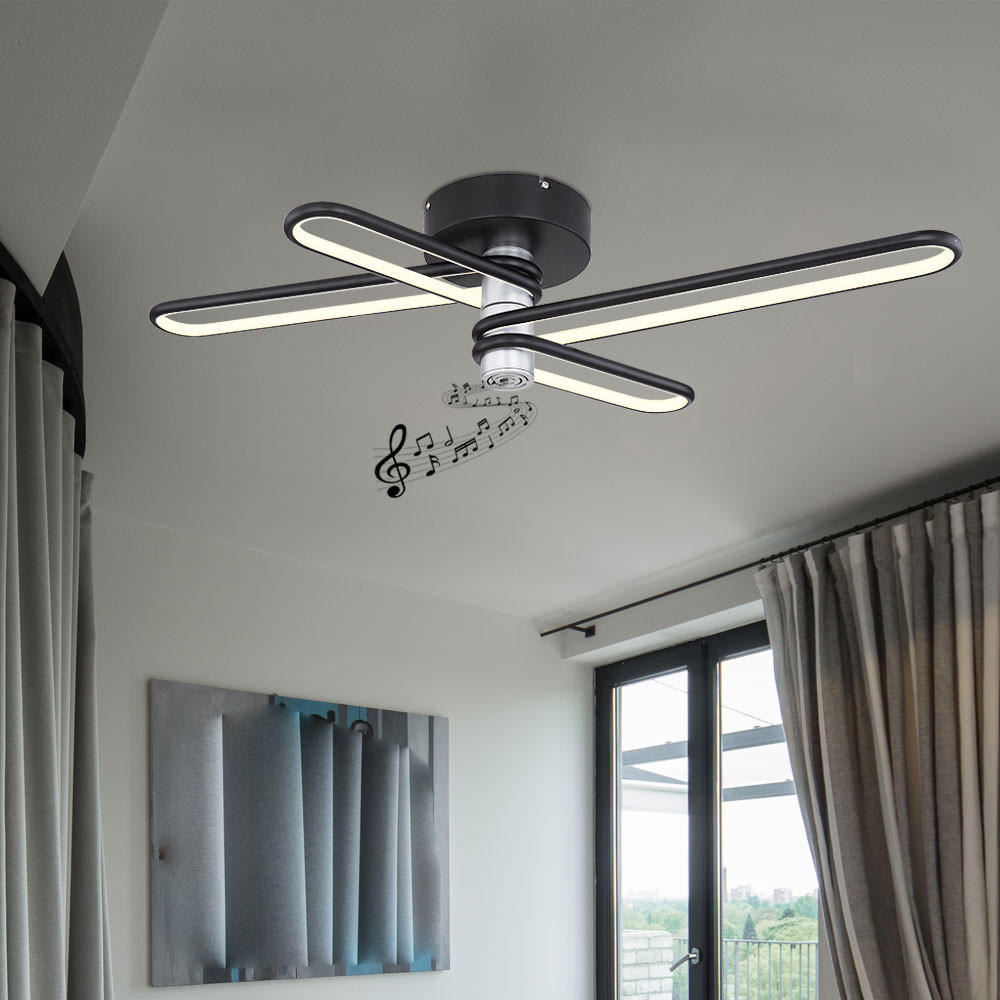 LED DECKENLEUCHTE Metall Schwarz Toppole - Schwarz, Metall (91.5/46.5/18.5cm) - Globo Lighting