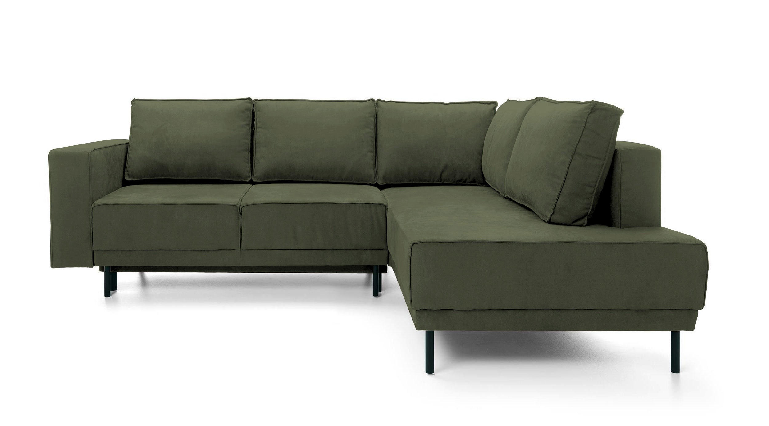 ECKSOFA Rodario Olivgrün Velours - Schwarz/Olivgrün, Textil/Metall (247/187cm) - Selsey