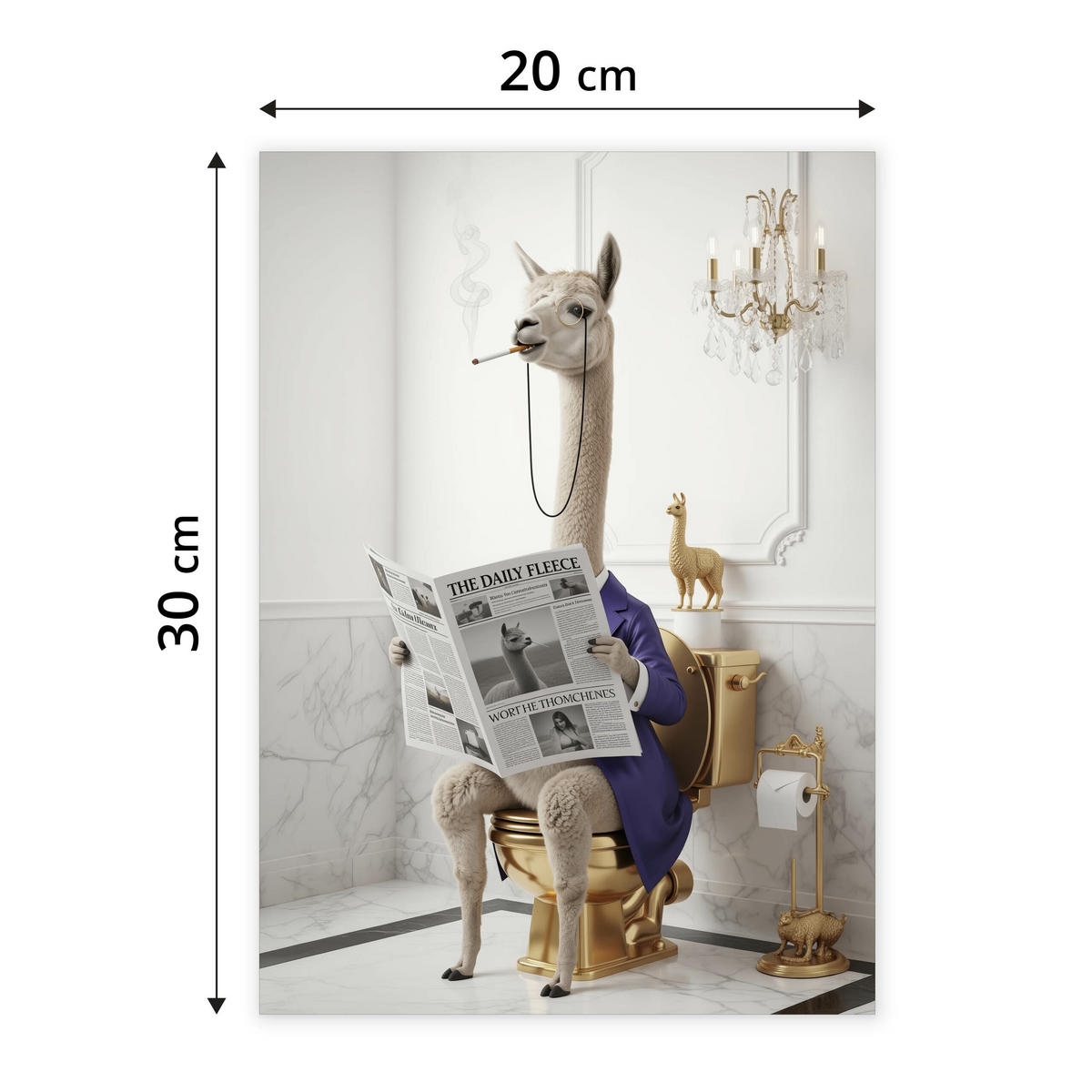 POSTER für WC Badezimmer LAMA mit Zeitung auf Toilette Abstraktion Glamour 20x30cm - Beige/Schwarz, Papier (20/30/30cm) - Muralo