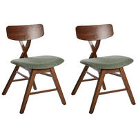 ESSZIMMERSTUHL 2er-Set Holz Dunkelbraun/Grün Leland - Dunkelbraun, Holz (52/78/57cm) - Beliani
