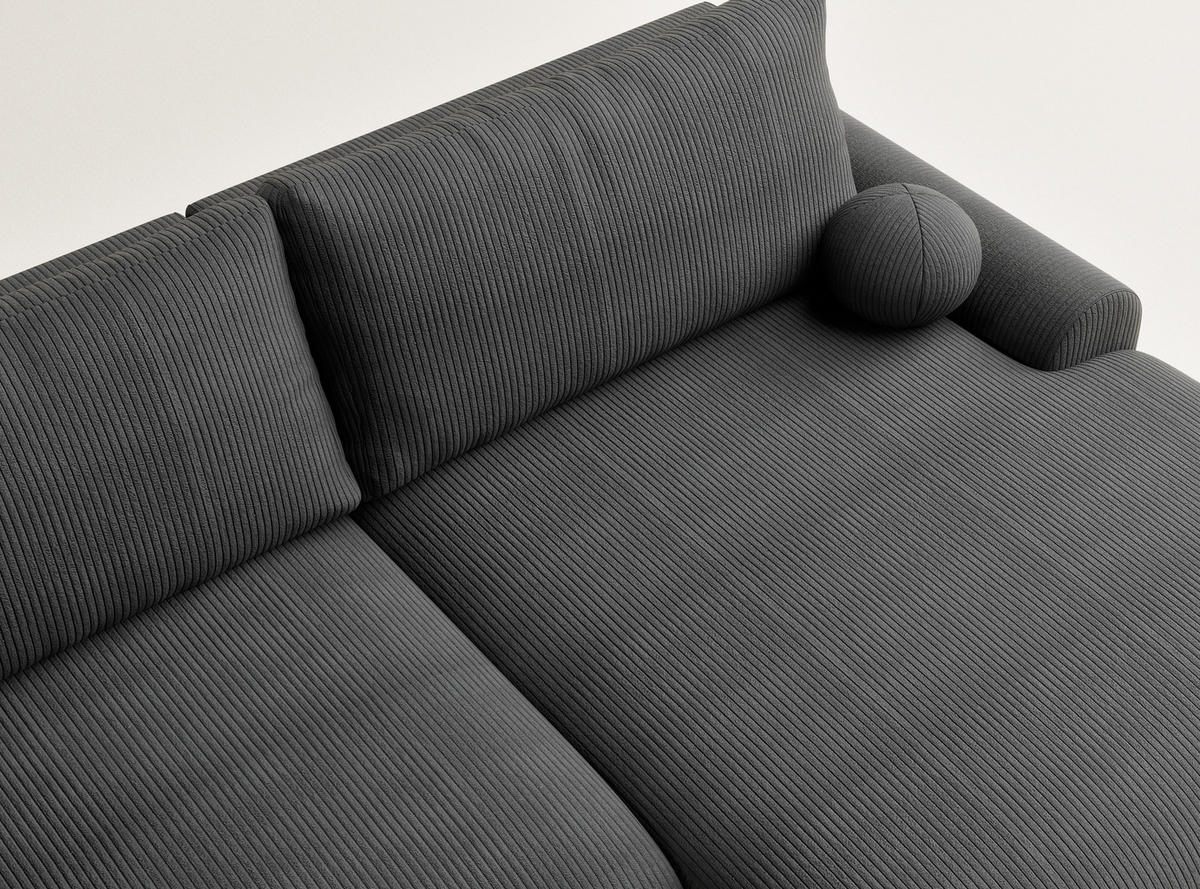 ECKSOFA MIT SCHLAFFUNKTION Tallin Anthrazit Samtstoff - Anthrazit/Schwarz, Holz/Holzwerkstoff (240/145cm) - Maison de Reve
