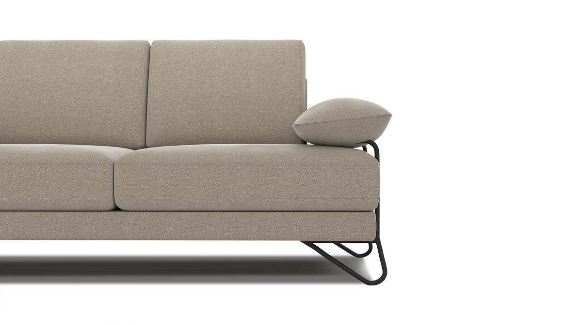 SOFA LORI 2-Sitzer, creme - Creme/Schwarz, Holzwerkstoff/Textil (185/87/96cm) - Courtois Laville