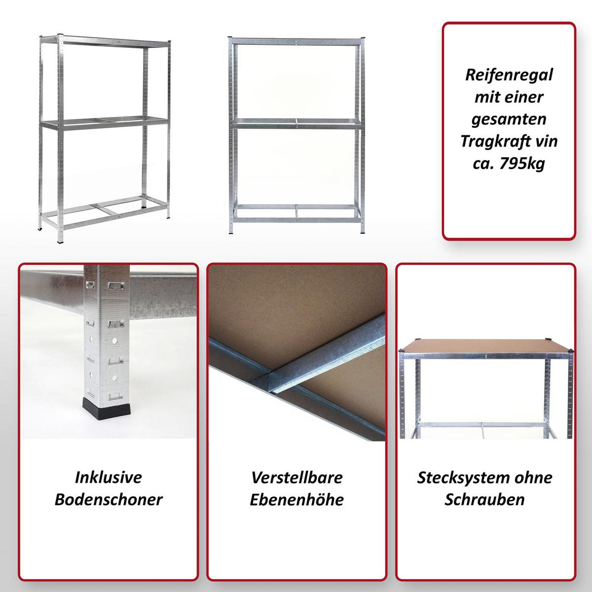 REIFENREGAL Silbergrau, Braun - Braun/Grau, Metall (120/180/40cm) - MCW