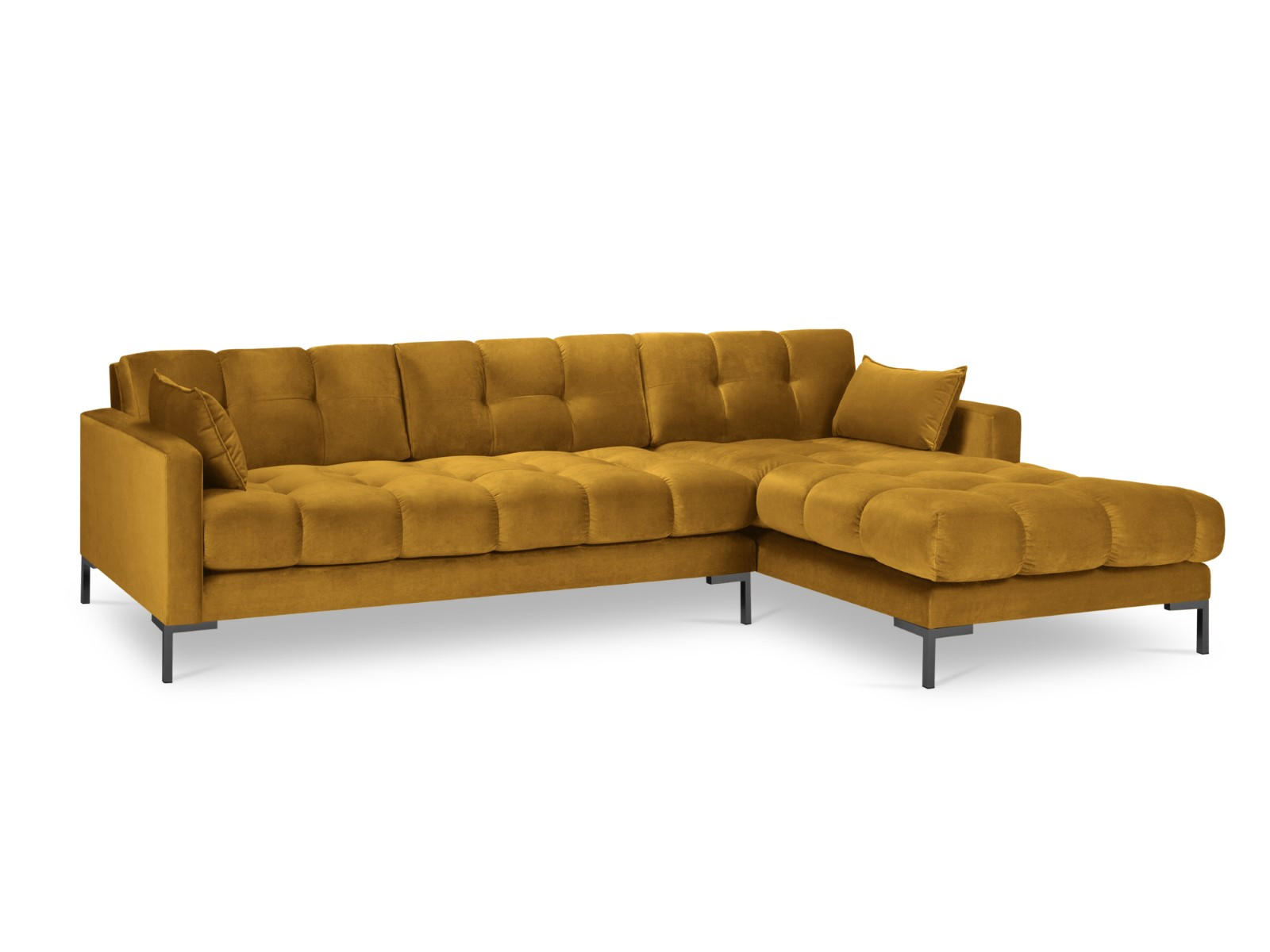 ECKSOFA rechts Mamaia aus Samt gelb 5 Sitzplätze - Gelb, Textil (185/293cm) - Micadoni