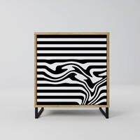 SIDEBOARD SPECTRA SHOWCASE, Eichefarben, 57,5x42x67,5 cm, Schwarze Metall-Rahmenfüße - Eichefarben/Multicolor, Holzwerkstoff/Metall (57.5/67.5/42cm) - SpaceRebels