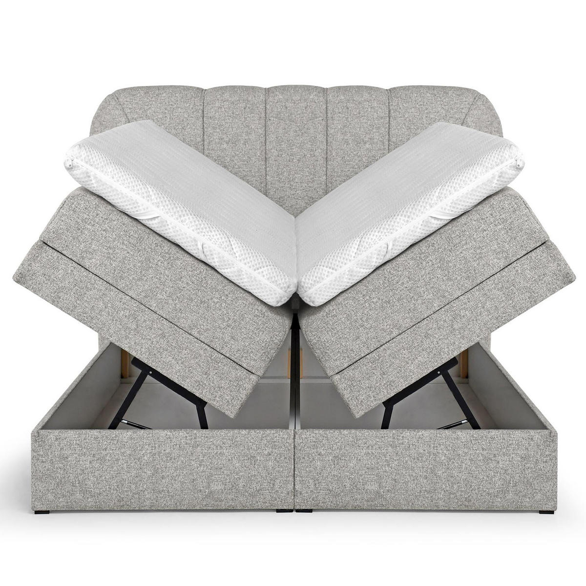 BOXSPRINGOVÁ POSTEL Romeo s elektrickým polohováním matrace, 140x200 cm, béžová - béžová, textil (140/200cm) - Beautysofa