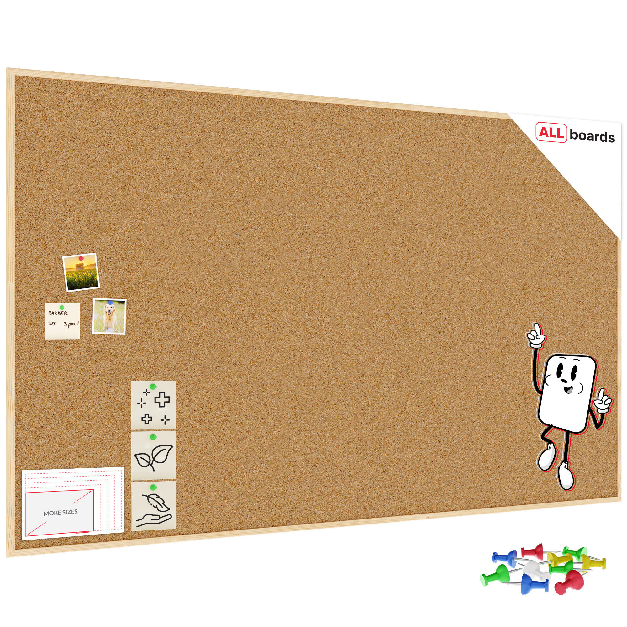 PINNWAND mit Naturholzrahmen 200x120cm - Braun, Holz (200/120/1.8cm) - ALLboards