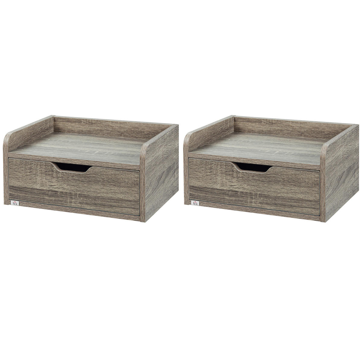 NACHTTISCH Grau Spanplatte wandhängend mit Schublade 2er-Set - Grau, Holzwerkstoff (40/19.5/30cm) - PANGIVO