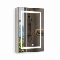 SPIEGELSCHRANK LED 50/70/12.5 cm Weiß, 1-türig, dimmbar, Touch-Schalter, 3 Lichtfarben, Badschrank mit Glasböden - Weiß, Glas (50/70/12.5cm) - Joyfair