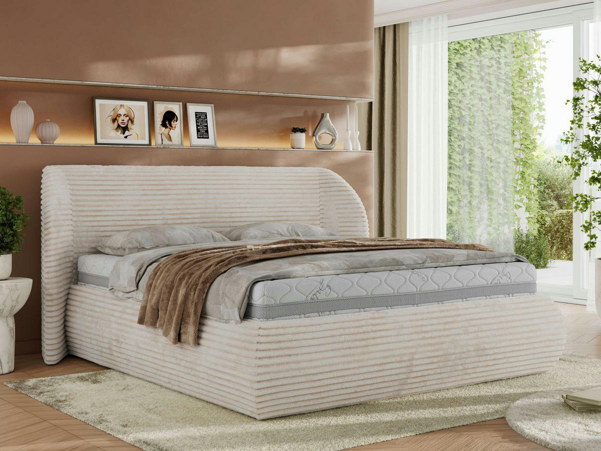 POLSTERBETT CAELA CLASSIC 180/200 - Beige Cord - Beige, Textil (180/200cm) - MKS