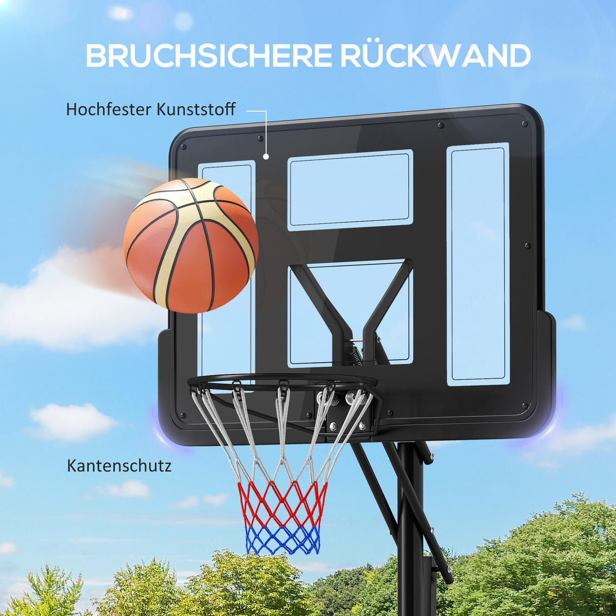 BASKETBALLSTÄNDER DE-10357 höhenverstellbar 235-305 cm Schwarz - Schwarz, Metall (75/110cm) - ComfortXL
