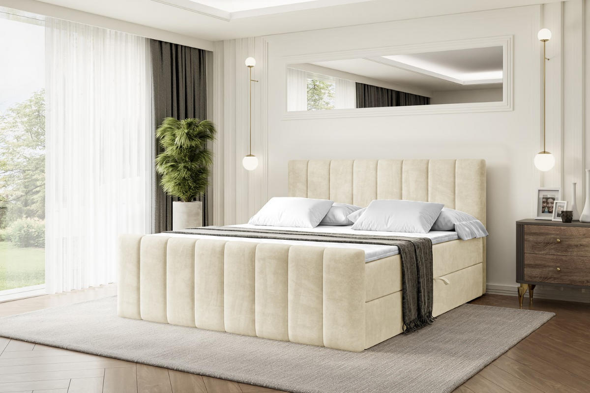 AMERICKÁ postel OTTA-Z – 200 x 200 cm – H3 – béžová - béžová, kompozitní dřevo (200/200cm) - ALTDECOR