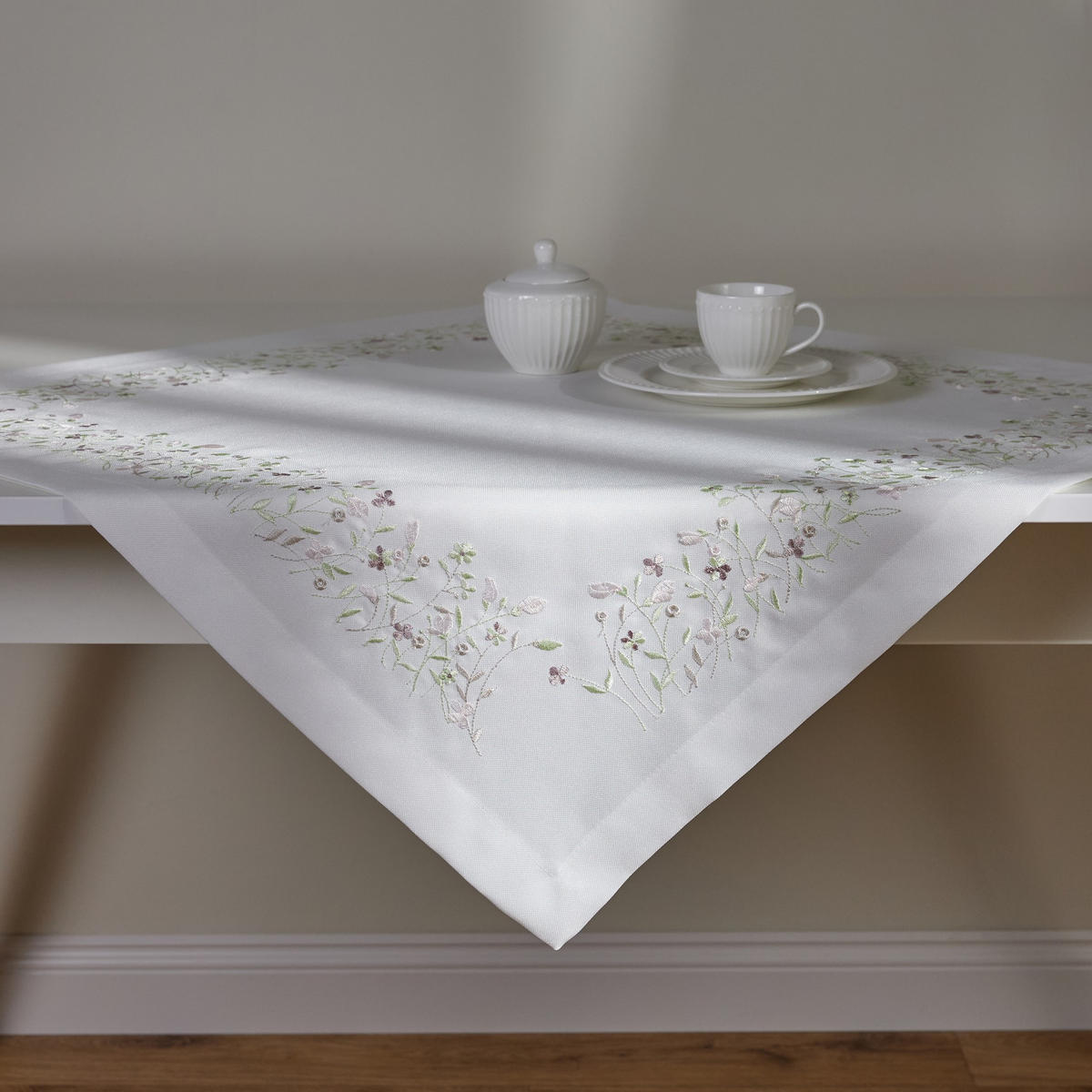 TISCHDECKE Pineli - Weiß, Textil (80/80/1cm) - home&you