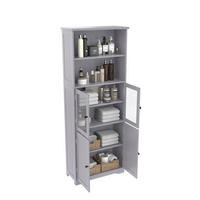 SIDEBOARD, 57,5/28,5/160 cm, MDF šedá, s nastavitelnými policemi - šedá, kompozitní dřevo (57.4/160/28.5cm) - BEAOK