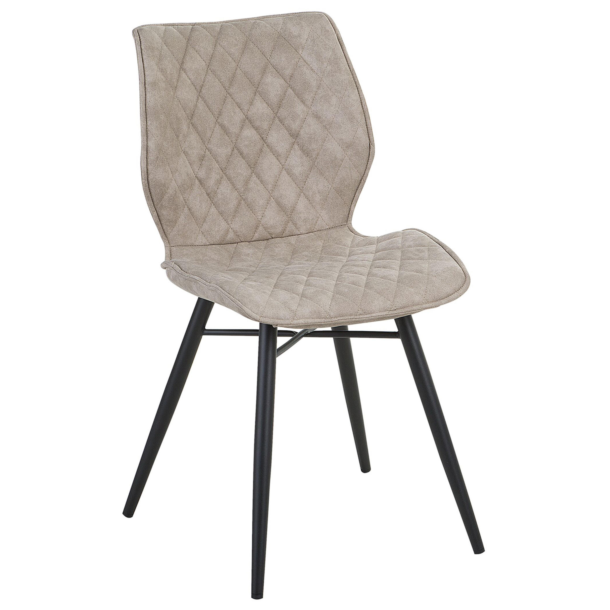 STUHL 2er-Set Polsterbezug Beige Lisle - Beige, Textil/Metall (47/86/56cm) - Beliani