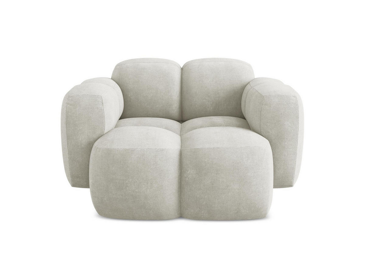 SESSEL Chenille Stoff Creme - Perlmutt/Schwarz, Holzwerkstoff/Kunststoff (120/72/115cm) - Makamii