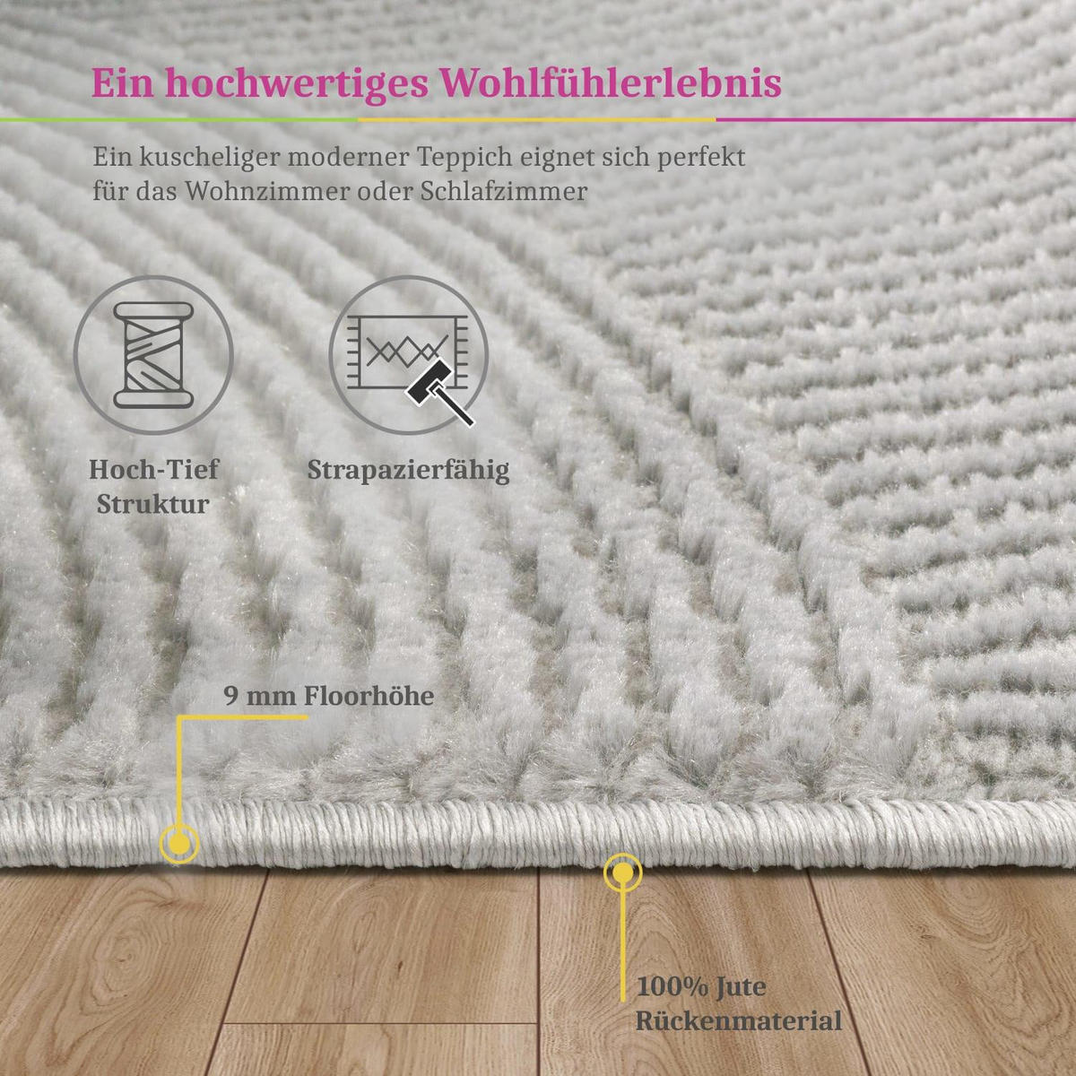 KURZFLOR-TEPPICH TINOS 571 ANTHRAZIT 120X160 - Anthrazit, Kunststoff (120/160cm) - Paco Home