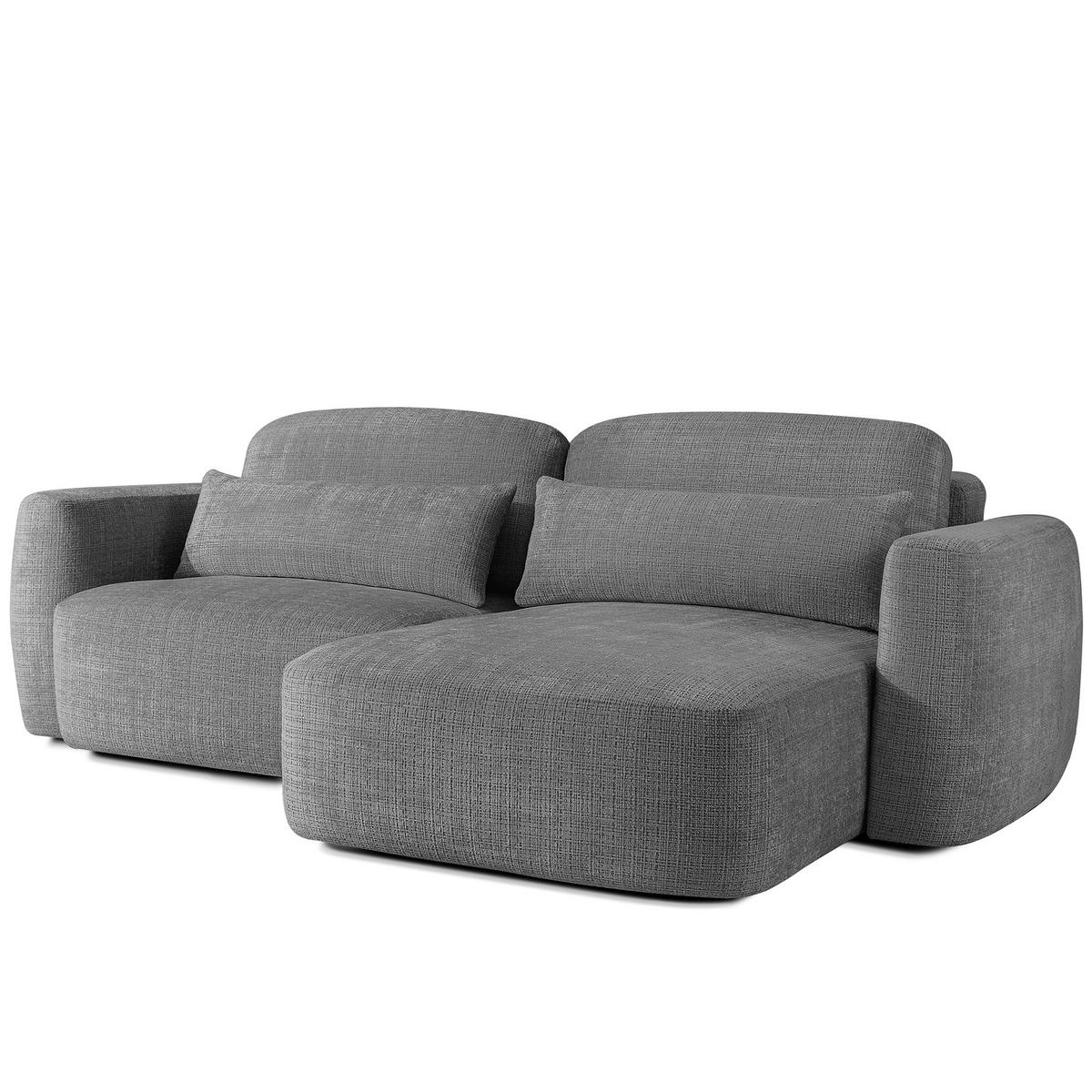 ECKSOFA rechts ELOSA - Dunkelgrau, Holz/Textil (245/165cm) - KONSIMO®