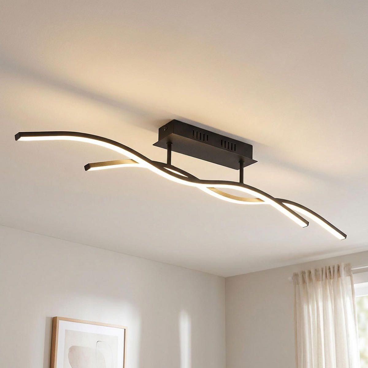 LED DECKENLEUCHTE MARIUS Schwarz Graphit - Schwarz, Metall (88/8/15.5cm) - Globo Lighting