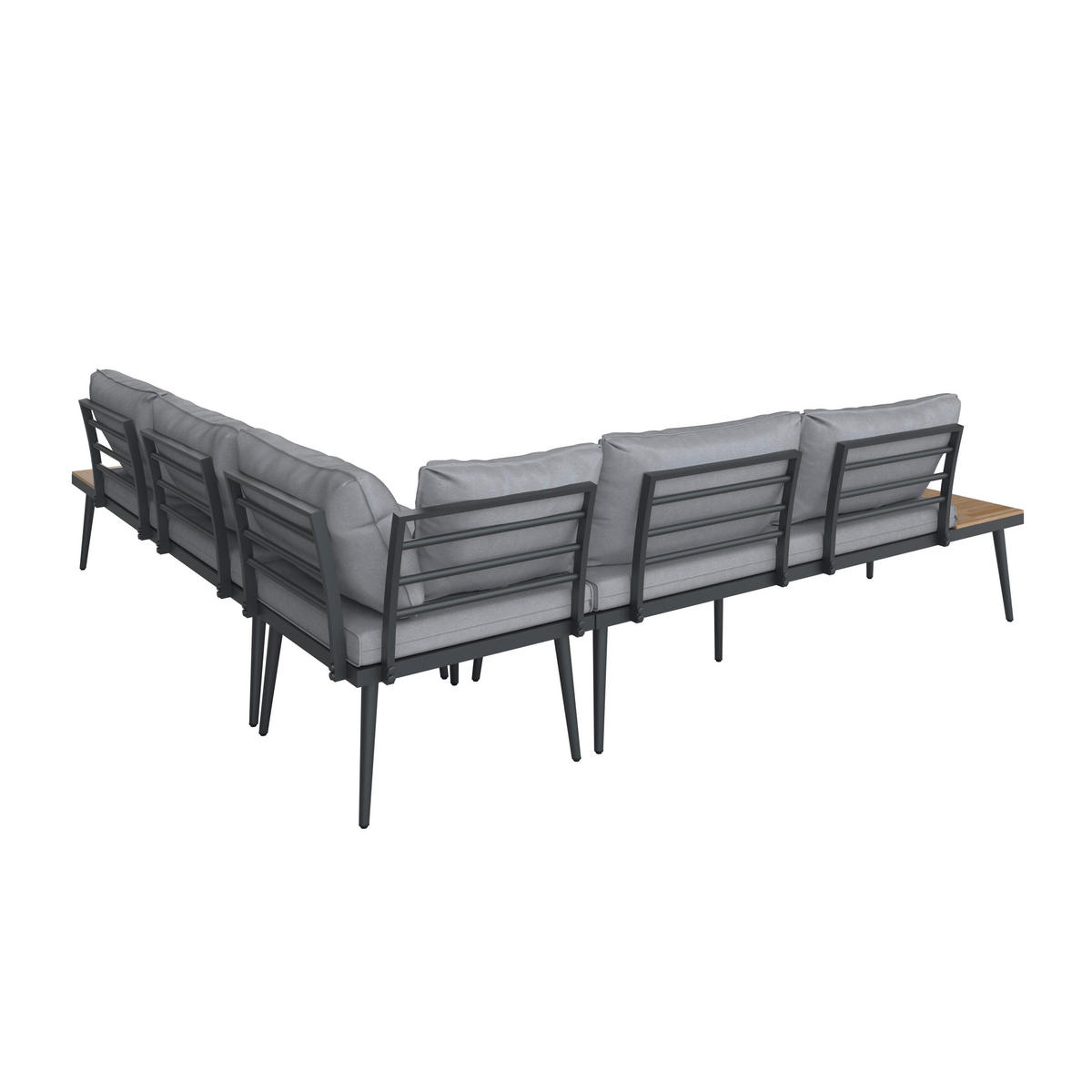 LOUNGEGARNITUR-SET Lorena Grau Akazie Metall/Outdoorstoff - Grau, Holz