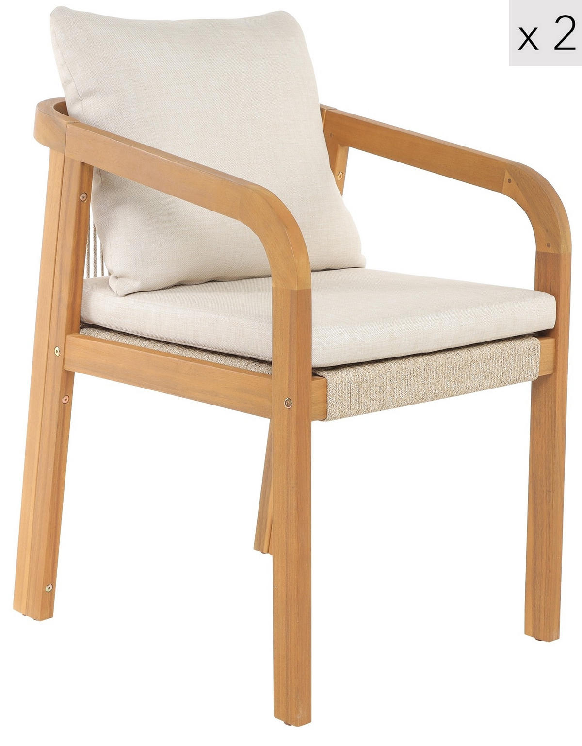 STUHL 2er-Set Massivholz Beige - Beige, Holz (51/88/61cm) - Nordlys