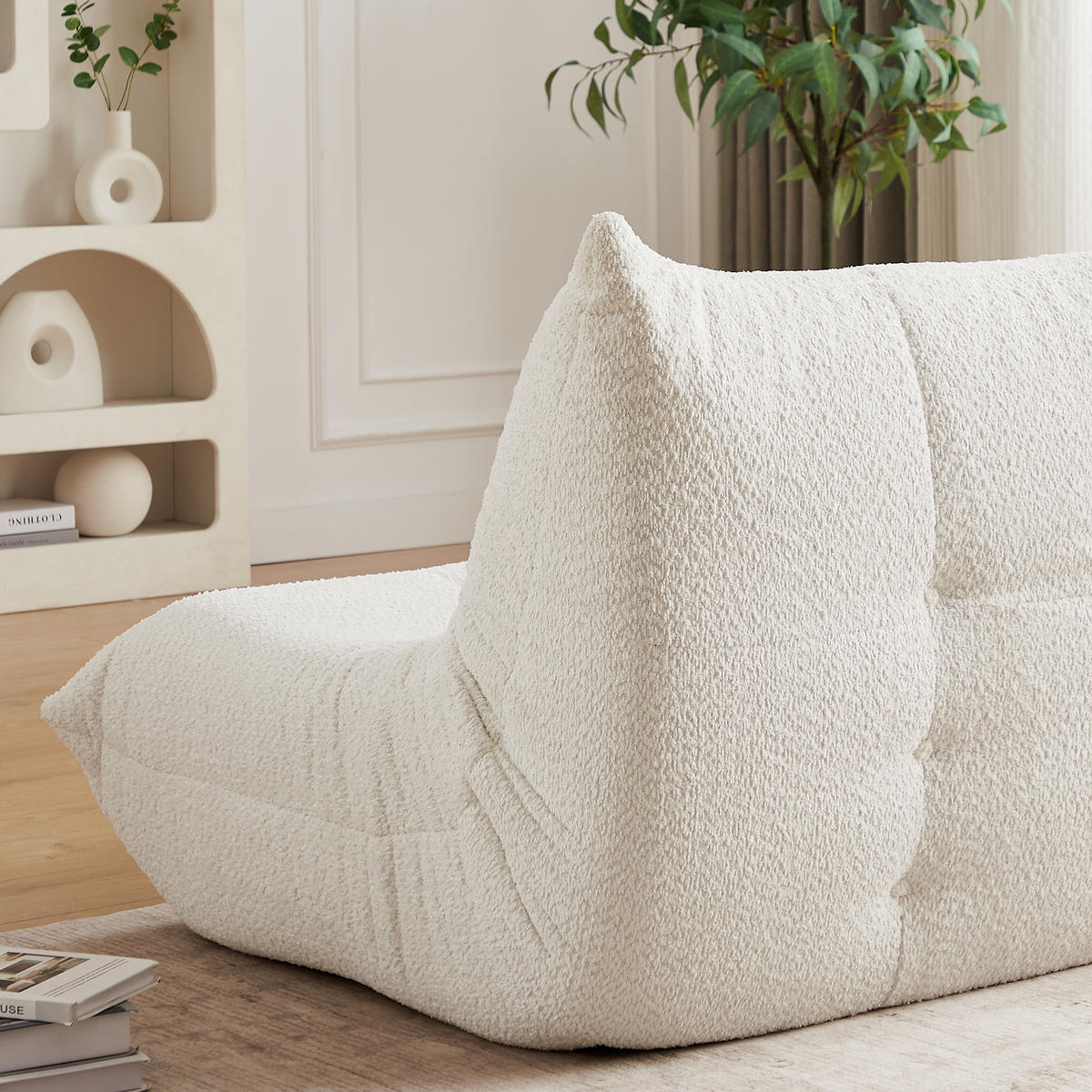 SITZSACK Ergonomischer aus Chenille & Memory-Schaum, Montagefrei - Beige, Textil (94/71/101cm) - Urban Meuble