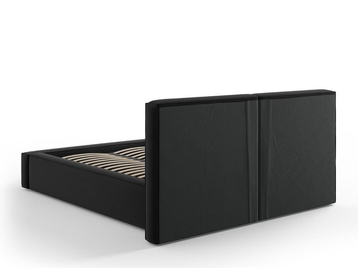 BETT mit Bettkasten und Kopfteil Jodie aus Samt schwarz 140x200cm - Schwarz, Textil (140/200cm) - Micadoni