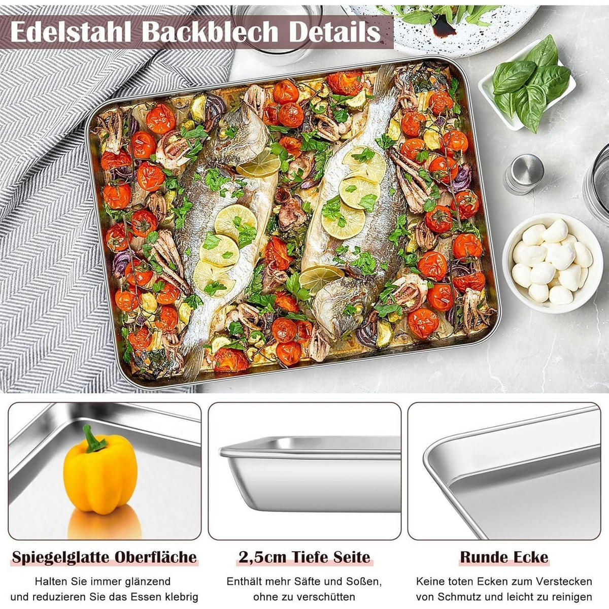 BACKBLECH mit Abkühlgitter, spülmaschinenfest, silber - Silberfarben, Metall (30/2.5/40cm)