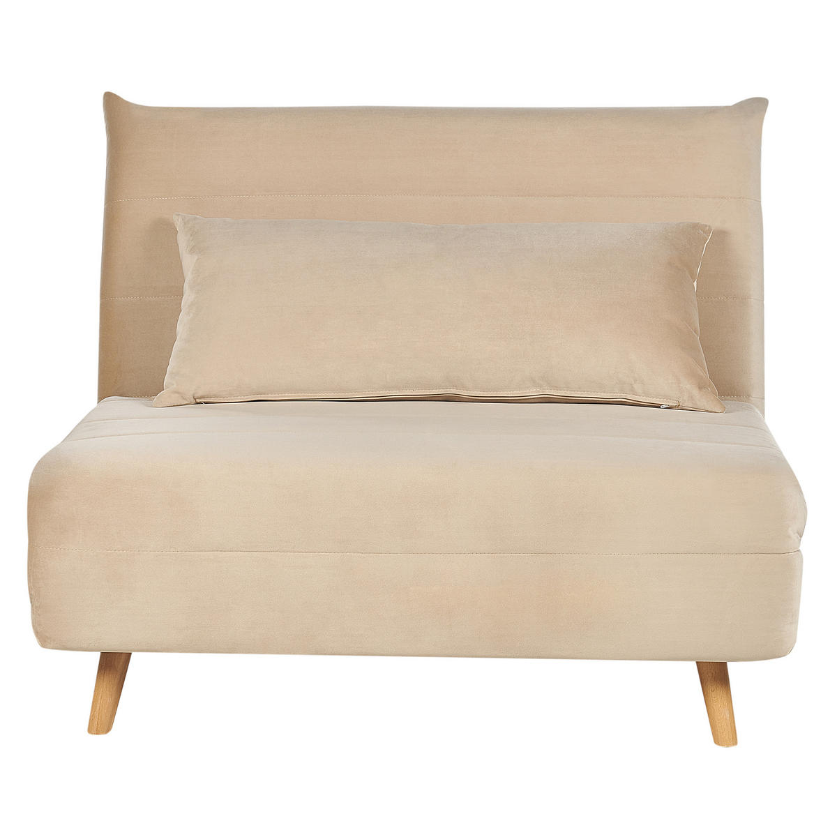 1-SITZER-SCHLAFSOFA Samtstoff Sandbeige Setten - Beige, Textil (104/82/190cm) - Beliani