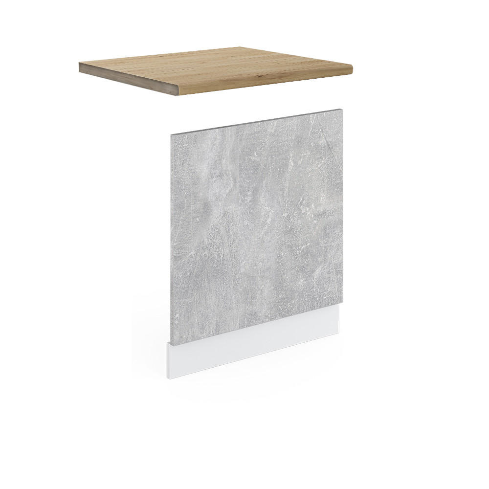 FRONTBLENDE R-Line Beton 60 cm, AP Eiche - Schieferfarben/Weiß, Holzwerkstoff (60/57.2/1.6cm) - Vicco