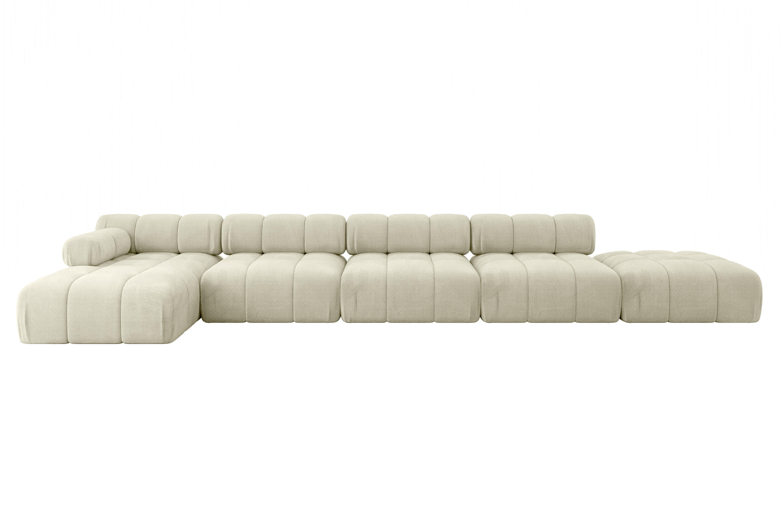 ECKSOFA modulares Sofa Lizur-L3 - 475x160x70 cm Beige Velours - Beige, Holzwerkstoff/Textil (475/160cm) - ALTDECOR