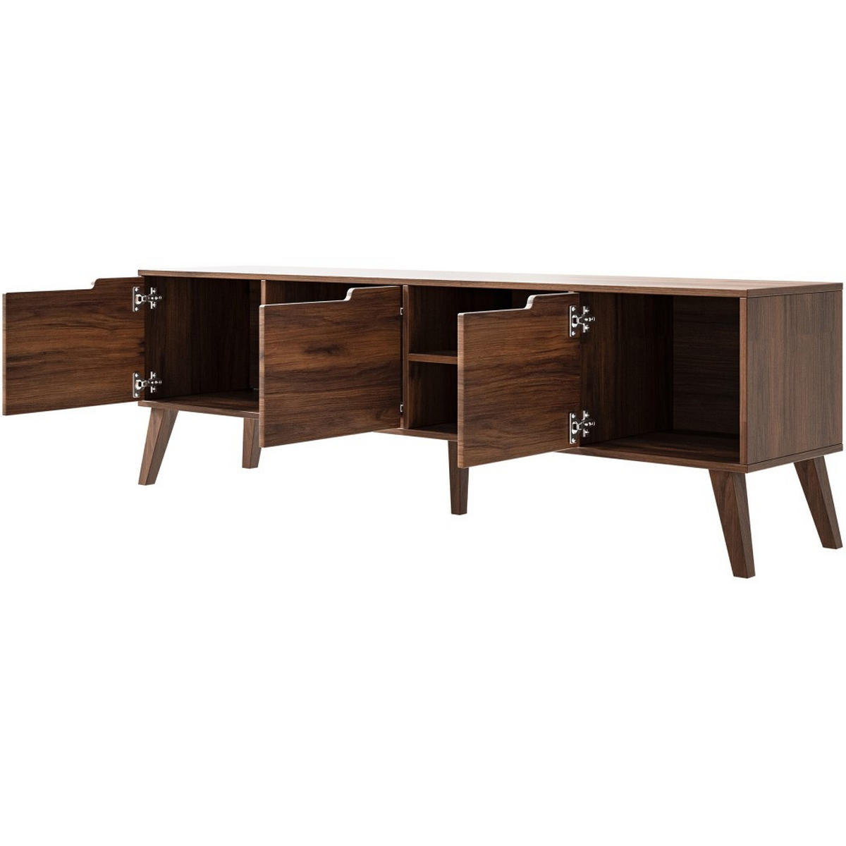 LOWBOARD Norel mit 3 Türen, 180 cm, Walnuss - Walnussfarben, Holz/Holzwerkstoff (180/55/40cm) - Beautysofa