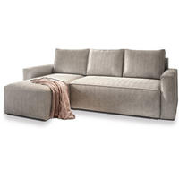 ROHOVÁ SEDAČKA POTARO krémová - šedá/krémová, dřevo/textil (232/140cm) - MASSENO