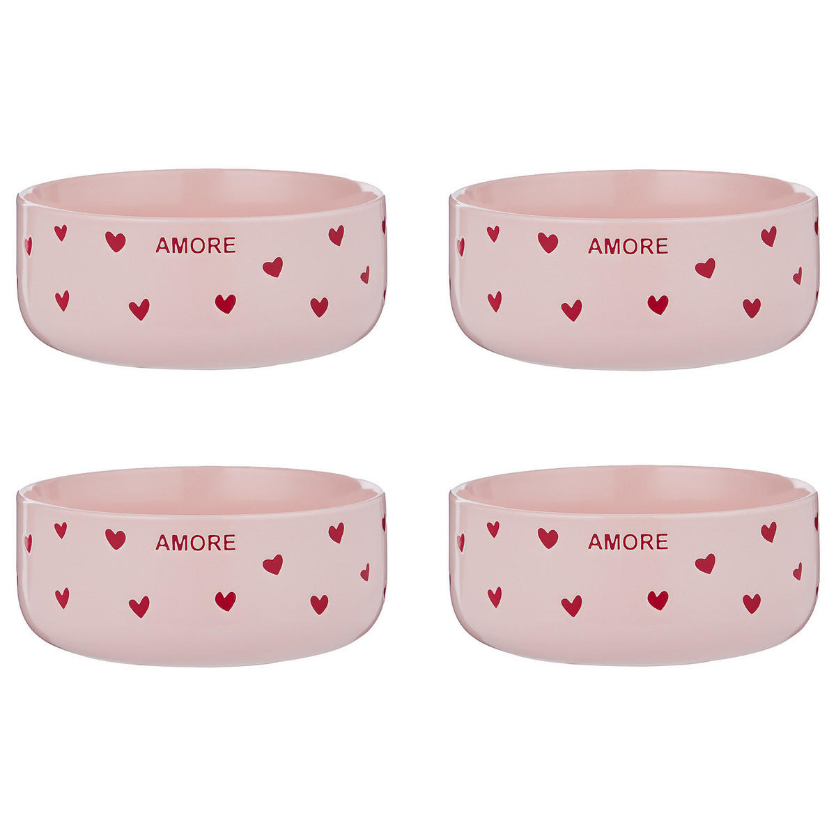 SCHÜSSEL (4er-Set) Good Vibes Amore 720 ml - Rosa, Keramik (15/15/6cm) - Butlers