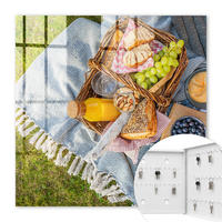 SCHLÜSSELBOX Weiß 30x30 cm – Türöffnung nach rechts - Ein idyllisches Picknick - Grün, Metall (30/30/5cm) - TULUP
