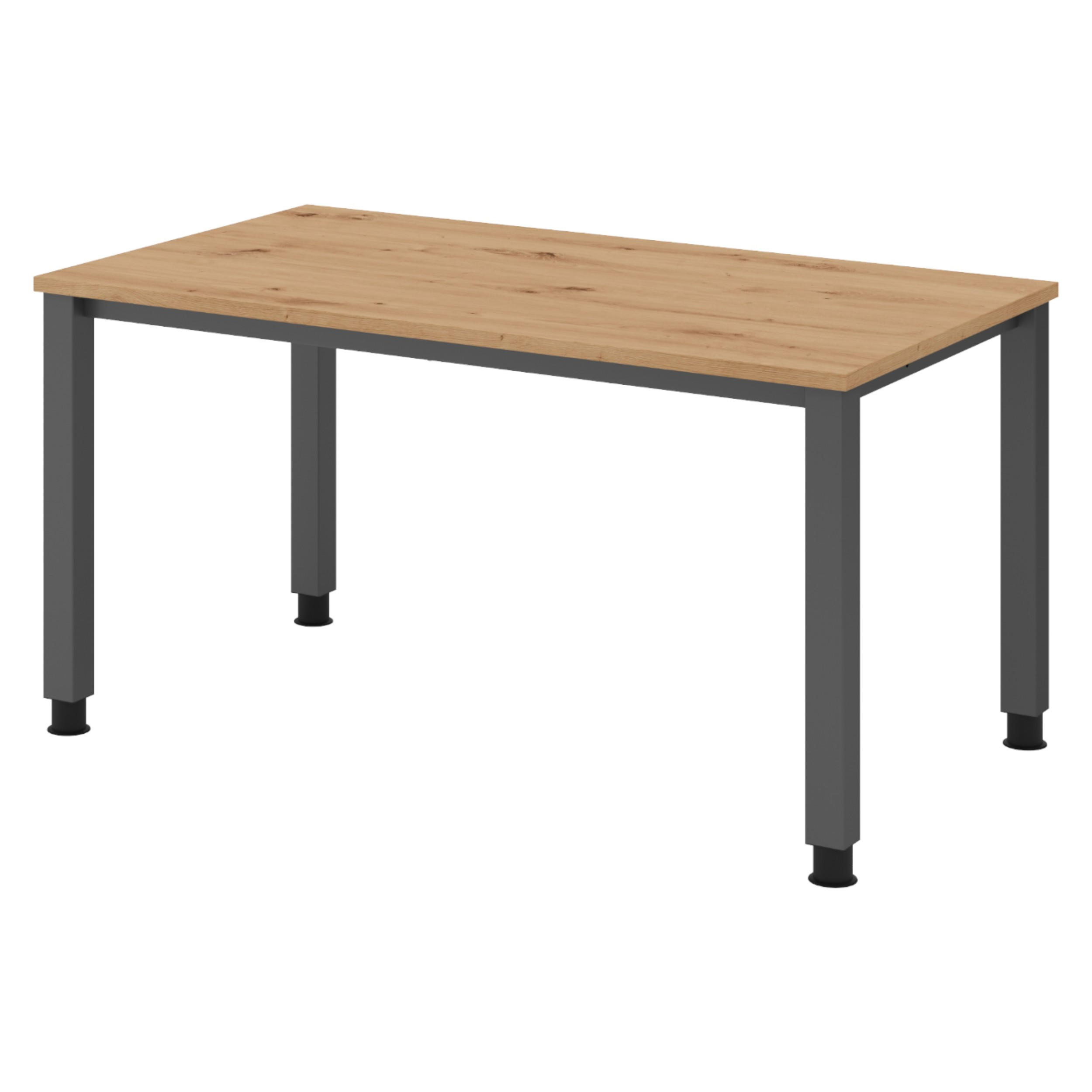 SCHREIBTISCH Serie-Q 80/140/74 cm in Wildeiche/Graphitfarben - Wildeiche/Graphitfarben, Holzwerkstoff (80/140/74cm) - bümö
