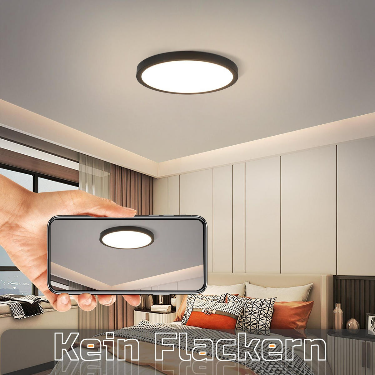 LED-DECKENLEUCHTE Berlin 22 cm - Schwarz, Kunststoff (22/22/2.5cm) - Nettlife