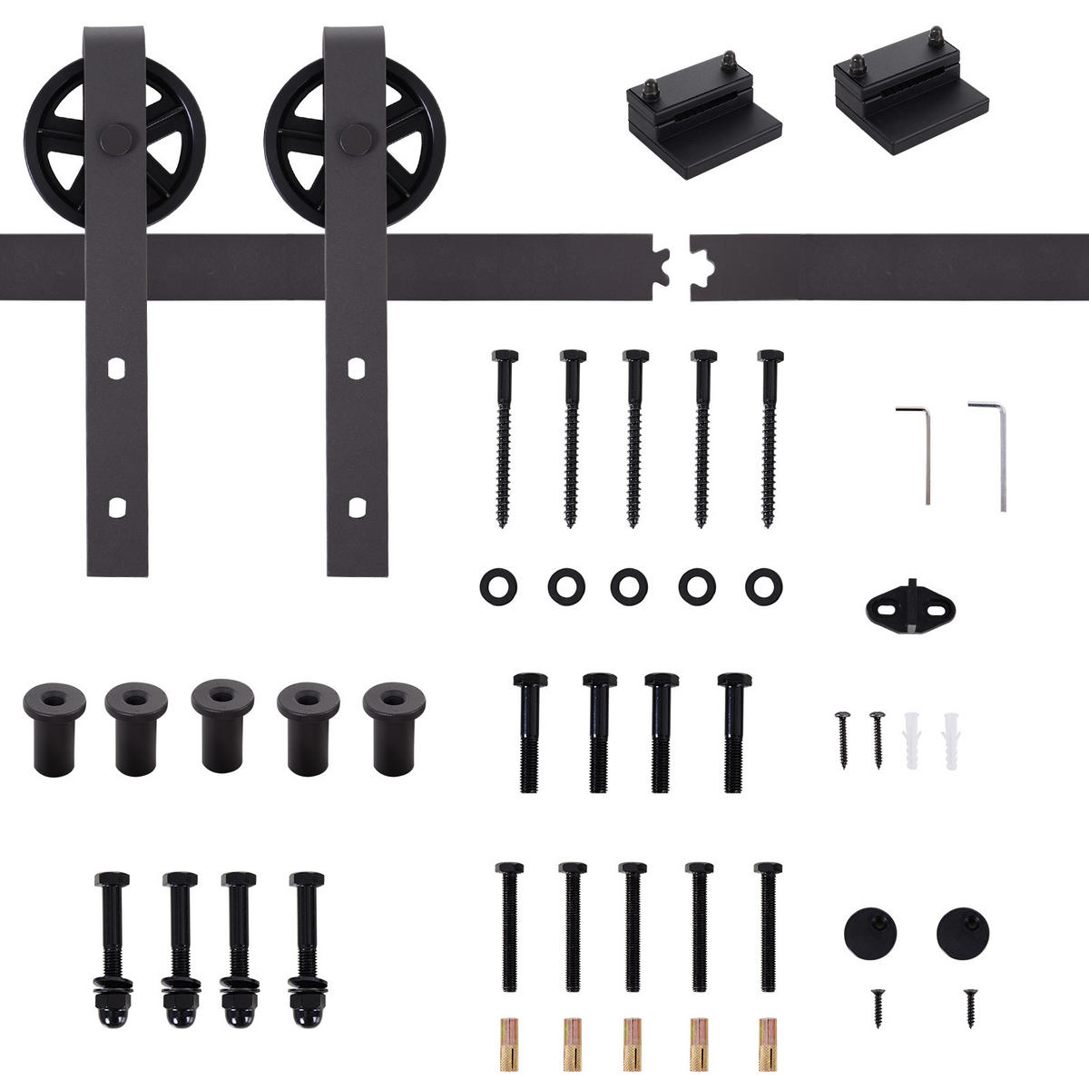 SCHIEBETÜRSYSTEM - Braun, Metall (4/0.6/183cm) - HOMCOM