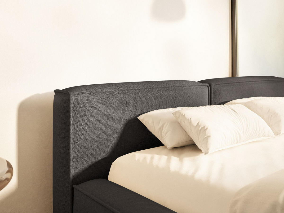 POLSTERBETT Tilves Slim Grafitgrau 180x200 cm - Schwarz/Graphitfarben, Kunststoff/Textil (180/200cm) - Selsey