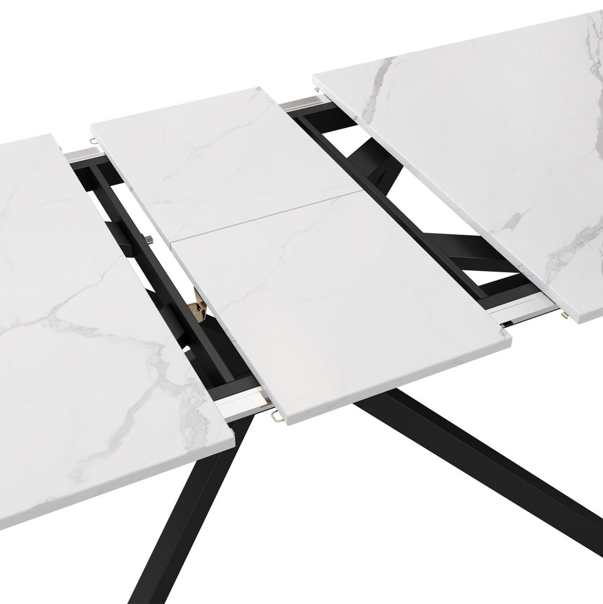 ROZKLÁDACÍ jídelní stůl 150/180 x 70 x 76 cm s křížovou podnoží a mramorovým dekorem, Černá/Bílá - černá, kompozitní dřevo (180/70/75.5cm) - Redom