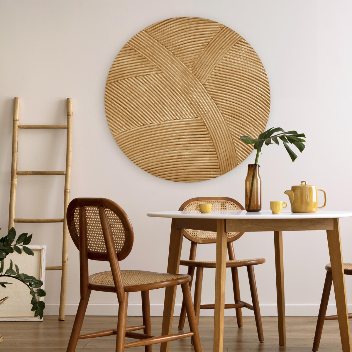 WANDBILD Struktur - Natur - Kunst - Rattan 90x90 cm - Naturfarben, Kunststoff (90/90cm) - MuchoWow