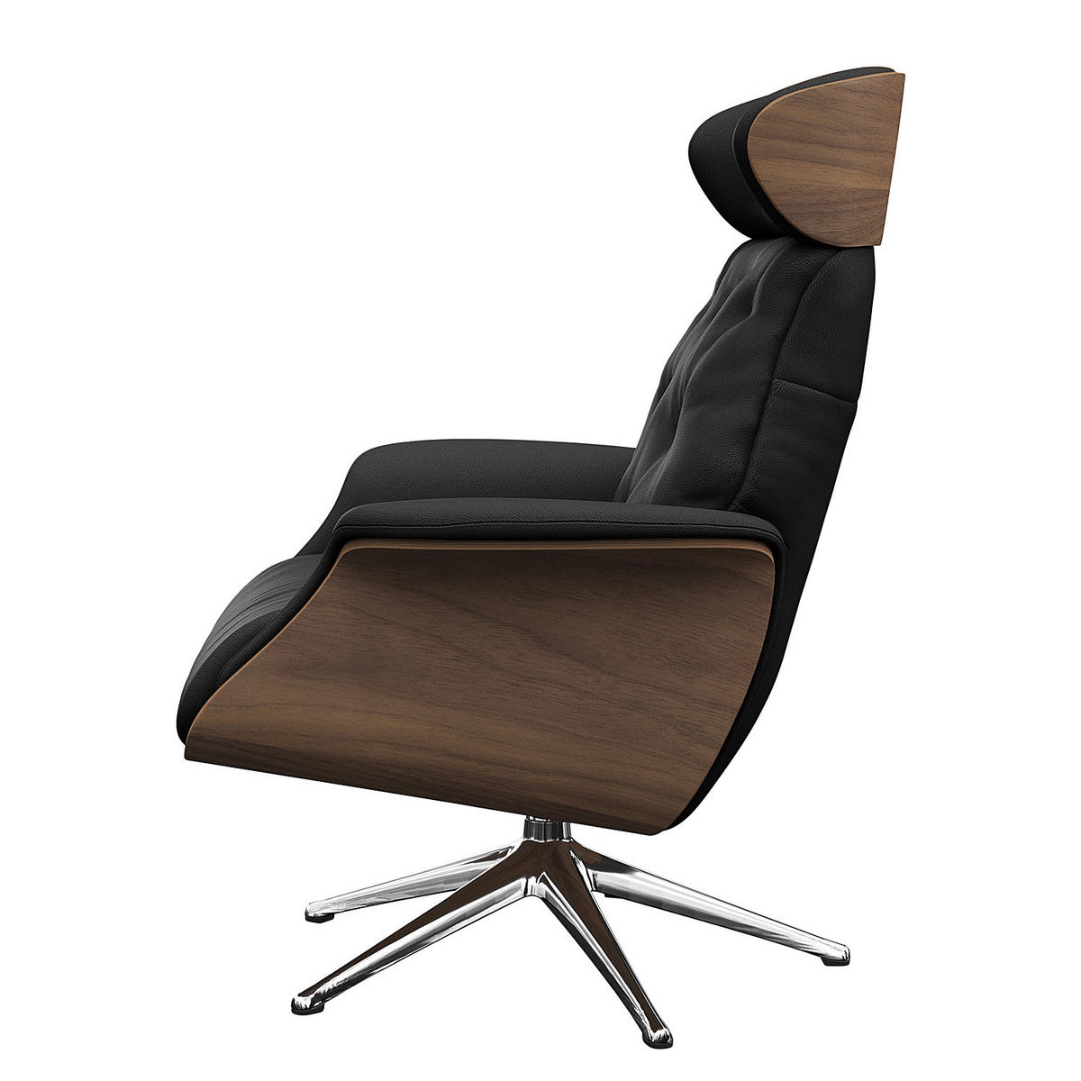 RELAXSESSEL - Echtleder - Chromfarben/Schwarz, Leder/Metall (83/110/83cm) - home24