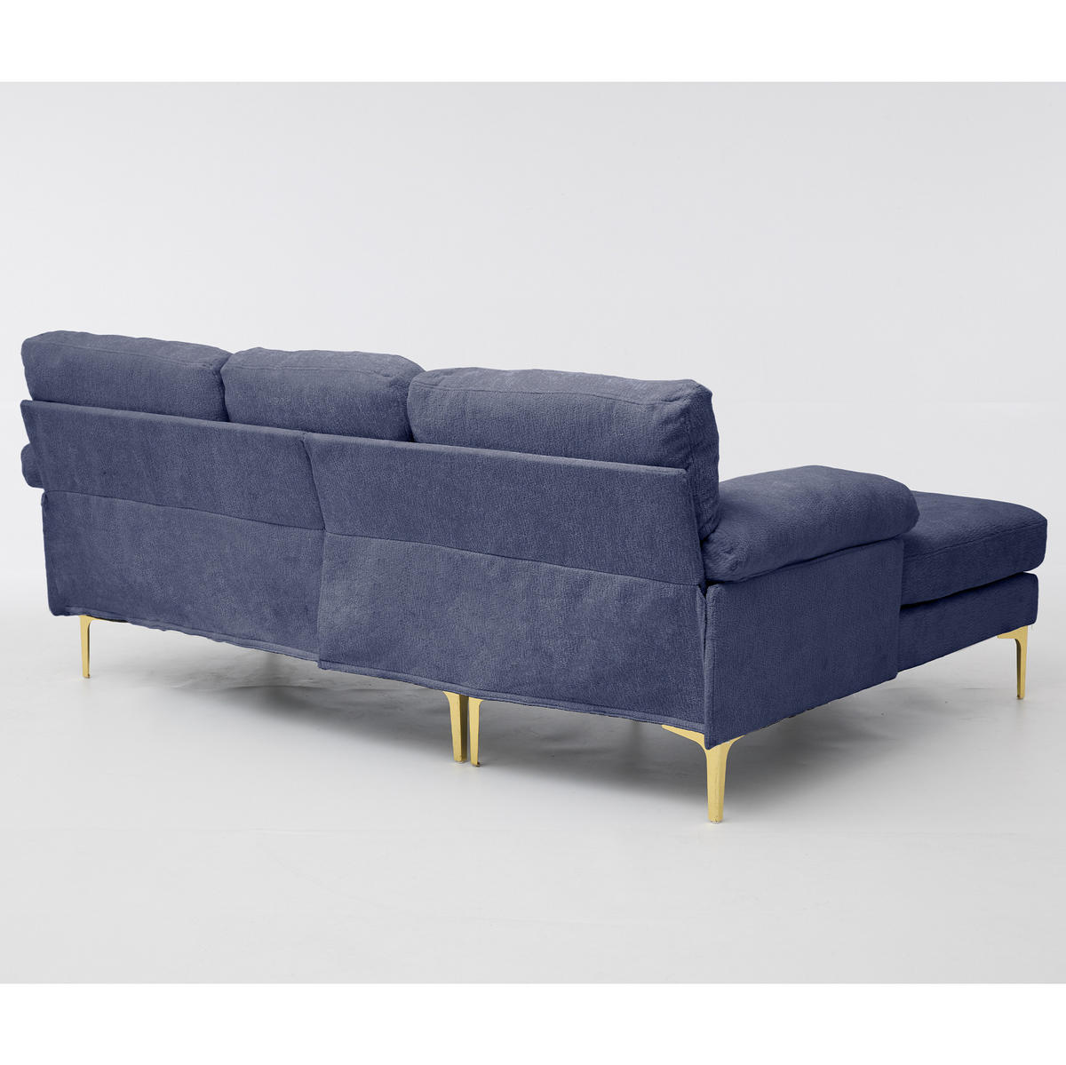 ECKSOFA 187,5/130/79 cm blau aus Holz mit Chenille - Blau, Holz (130/187.5cm) - OKWISH