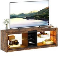 TV-LOWBOARD Braun 140/35/47 cm, LED-Beleuchtung, Glasböden - Braun, Holzwerkstoff (140/47/35cm) - PANGIVO